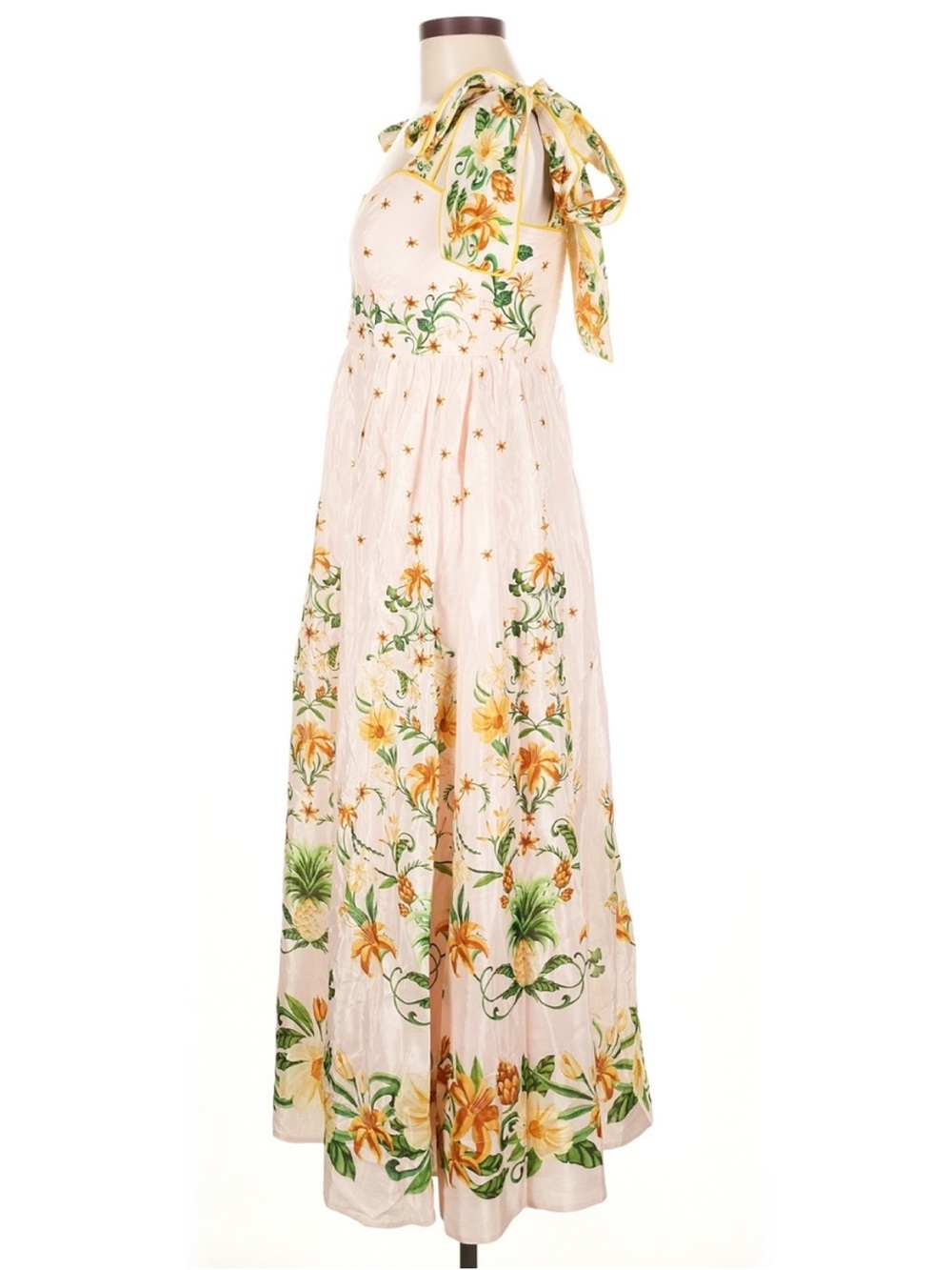 Farm Rio Pink Botanical Beauty Shoulder Bow Midi Dress M - Picture 7 of 16